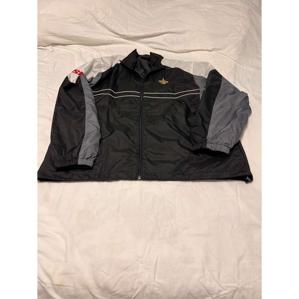 Dunbrooke New Orleans Saints Windbreaker Jacket Mens XL Black Grey Full Zip NFL